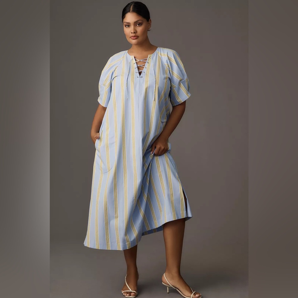 ▪️Maeve Short-Sleeve Crossover V-Neck Midi Dress - Picture 1 of 11